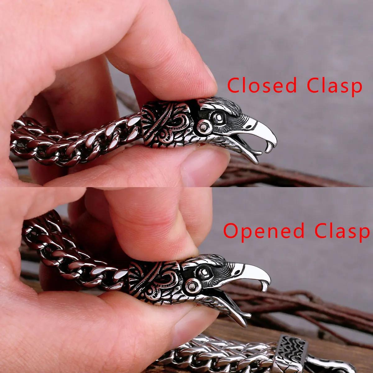 Vintage Viking Crow Head Stainless Steel Bracelet, Men's Gift